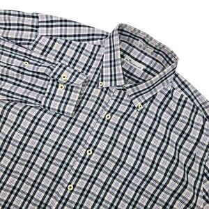 Peter Millar Men's Large Button Down Shirt LS Purple Blue Black Tattersall Plaid